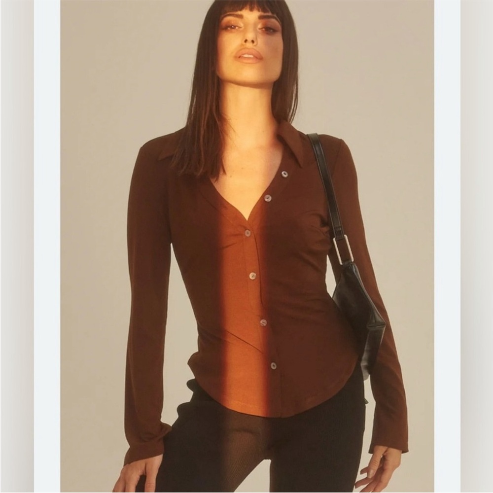Aritzia Wilfred sheer Brown Women's Top